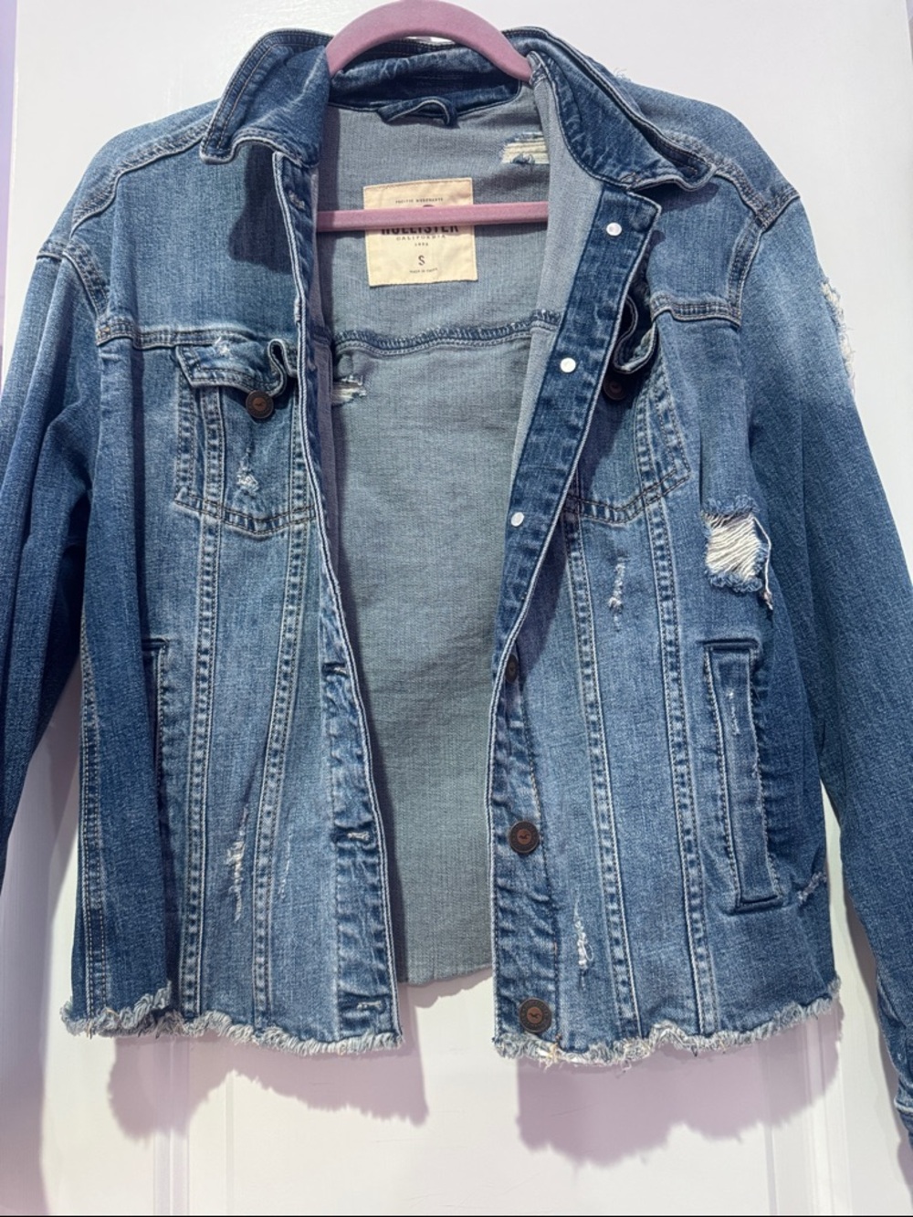 Hollister Distressed Light Blue Denim Jacket